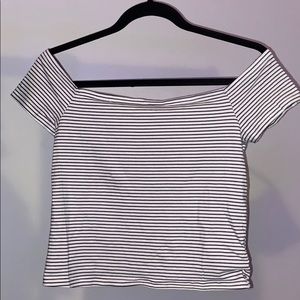striped off the shoulder crop top